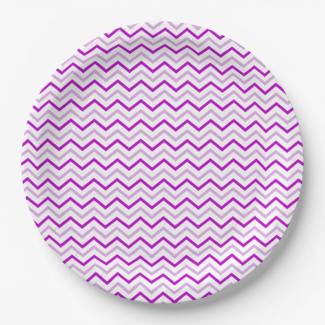 Plato De Papel Gris morado y Chevron blanco (Anverso)
