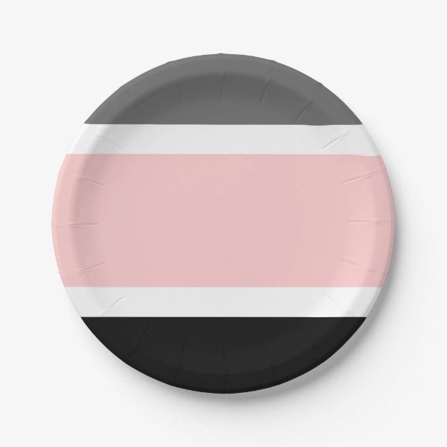 Plato De Papel gris negro rosa (Anverso)