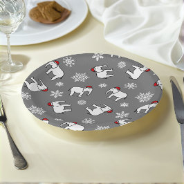Plato de papel (gris) para Navidad de Elefante Bla