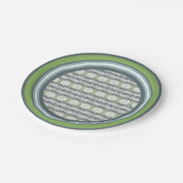 Plato De Papel Gris verde blanco y azul