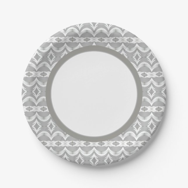 Plato De Papel Gris Y Blanco Moderno (Anverso)