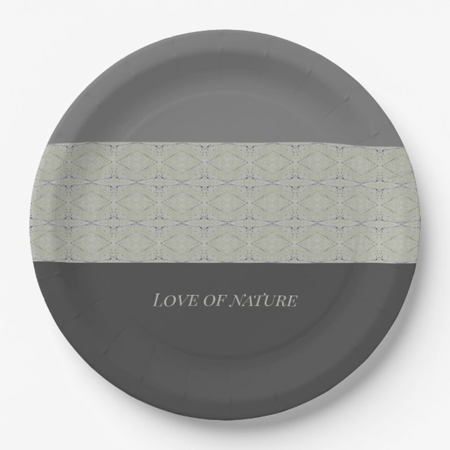Plato De Papel Grises con verde suave (Anverso)