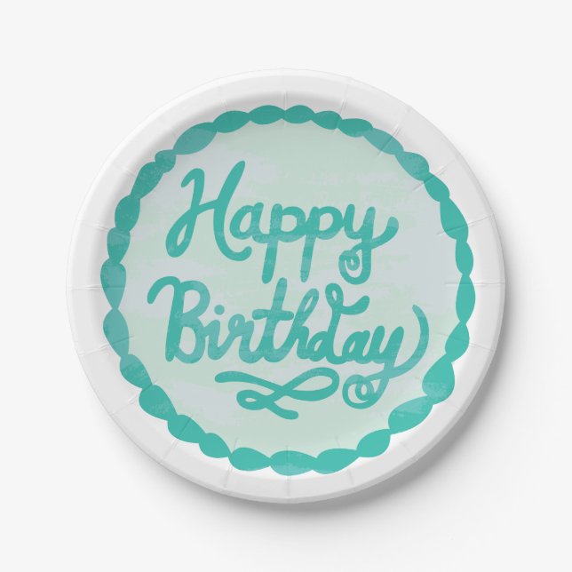 Plato De Papel Grito con letras de cumpleaños feliz (Anverso)