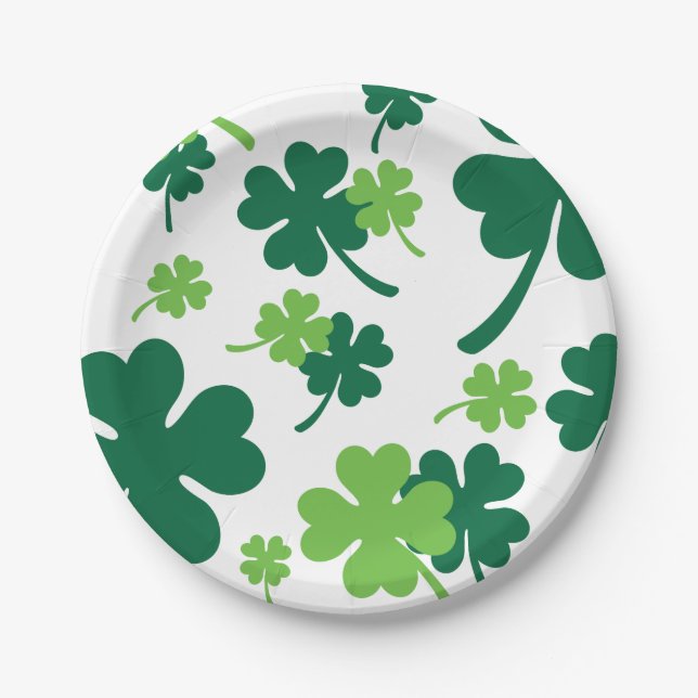 Plato De Papel Groen klavertje vier blaadjes. St. Patrick's Day (Anverso)