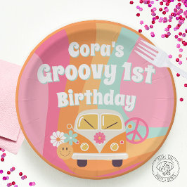 Plato De Papel Groovy 1er Cumpleaños