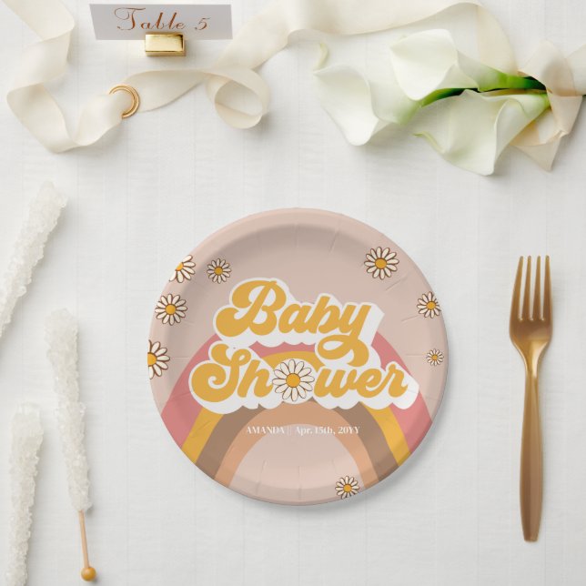 Plato De Papel Groovy Baby Ducha Fiesta Placas (Boda)