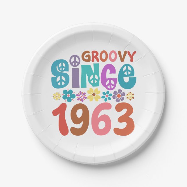 Plato De Papel Groovy desde 1963 60º cumpleaños (Anverso)