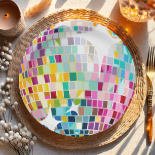 Plato De Papel Groovy Disco Fiesta Retro 70's Let's Disco Birthda