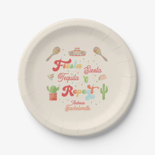 Plato De Papel Groovy Fiesta Siesta Tequila Repetir la Bacheloret