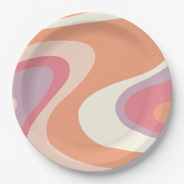 Plato De Papel groovy Ghost retro Halloween Birthday Paper Placas (Anverso)