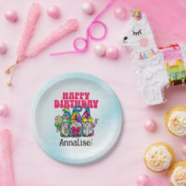Plato De Papel Groovy Gnomes Rainbow Tie Dye Birday Party