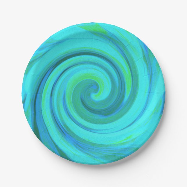 Plato De Papel Groovy Guay Resumen Aqua Liquid Art Swirl (Anverso)