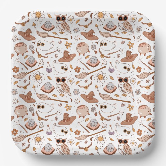 Plato De Papel Groovy Halloween Estilo Retro Fantasía (Anverso)