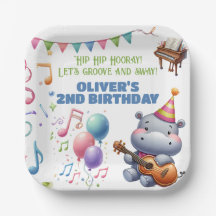 "Groovy Hippo Cumpleaños Bash Bonanza!" Invitación
