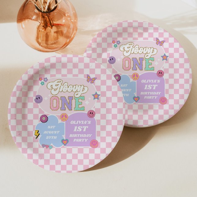 Plato De Papel Groovy One Preppy parche 1er cumpleaños (Subido por el creador)
