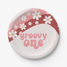 Plato De Papel Groovy One Retro margarita boho floral primer cump