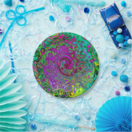 Plato De Papel Groovy Púrpura Resumen Remo Láquido Líquido Swirl