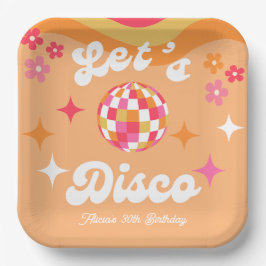 Plato De Papel Groovy Retro 70's Discoteca cualquier cumpleaños d