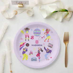 Plato De Papel Groovy Roller Disco Party Retro 80s Discoball 