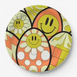 Plato De Papel Groovy Smiley Face Easter Party Paper Plates