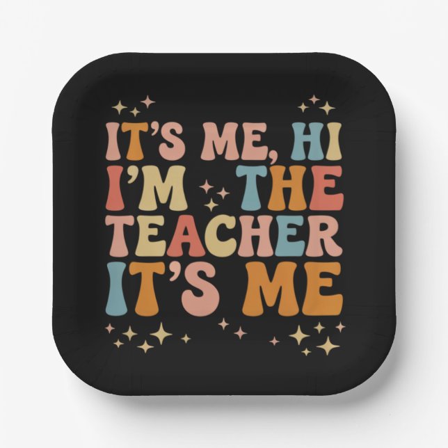 Plato De Papel Groovy Soy Yo Hola Soy El Profesor Es Yo Escuela (Anverso)