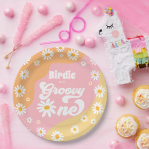 Plato De Papel Groovy Un Primer Fiesta Boho Retro Daisy