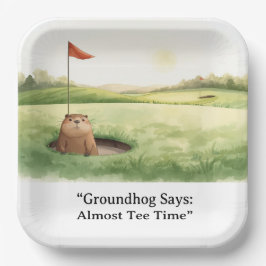 Plato De Papel Groundhog Day Golfer Winter Golf Holiday
