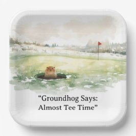 Plato De Papel Groundhog Day Golfer Winter Golf Holiday