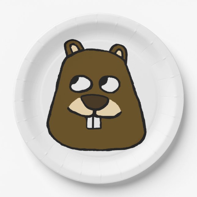 Plato De Papel Groundhog Face (Anverso)