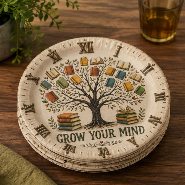 Plato De Papel Grow Your Mind Book  Reading Teacher Gift (Subido por el creador)