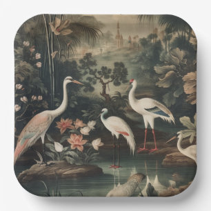 Plato De Papel grúas y palacios vintage del trópico