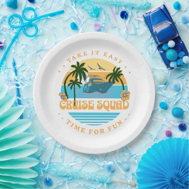 Plato De Papel Gruero de crucero retro (Fiesta)