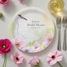 Plato De Papel Grulla chillona de Bridal Shower con Anémonas Past