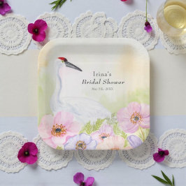 Plato De Papel Grulla chillona de Bridal Shower con Anémonas Past