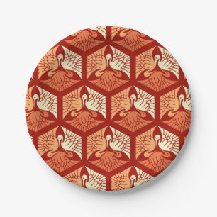 Plato De Papel Grullas japonesas, mandarín y Naranja ligero