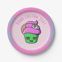 Plato De Papel Grumpbie Zombie Muffin Pink Brain Eyeball Hallowee