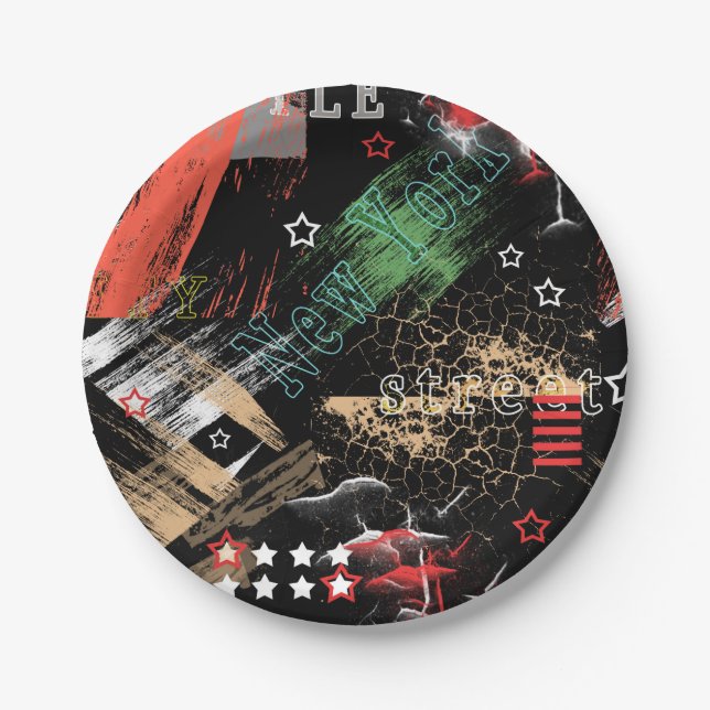 Plato De Papel Grunge abstracto de moda (Anverso)