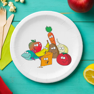 Plato De Papel Grupo de amigos divertidos personajes de dibujos a