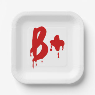 Plato De Papel Grupo sanguíneo B+ Positivo #Horror Hospital