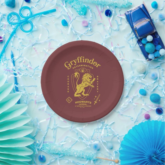 Plato De Papel GRYFFINDOR™ Determinación Coraje Valentía Emblema (Fiesta)