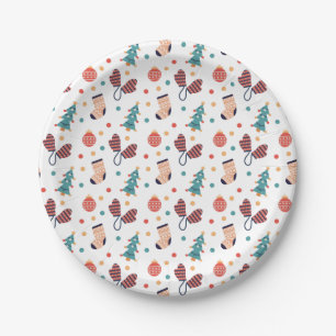 Plato De Papel Guantes de árbol, medias y adornos de Navidad
