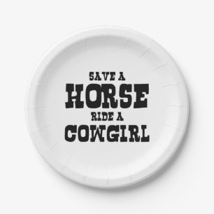 PLATO DE PAPEL GUARDAR UN CABALLO EN UNA CHICA