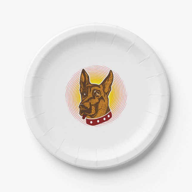 Plato De Papel Guardián Perro Belga Malinois Shepherd (Anverso)