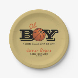 Plato De Papel Guay Basketball "Oh Boy" Baby Shower