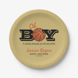 Plato De Papel Guay Basketball "Oh Boy" Baby Shower