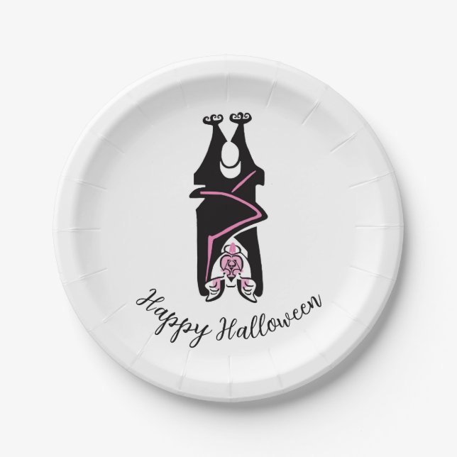 Plato De Papel Guay Black BAT - Feliz Halloween - Fiesta (Anverso)