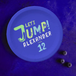 Plato De Papel Guay Blue Boy Trampoline Jump Kid Bong Fiesta