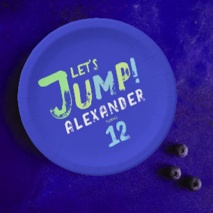 Plato De Papel Guay Blue Boy Trampoline Jump Kid Bong Fiesta