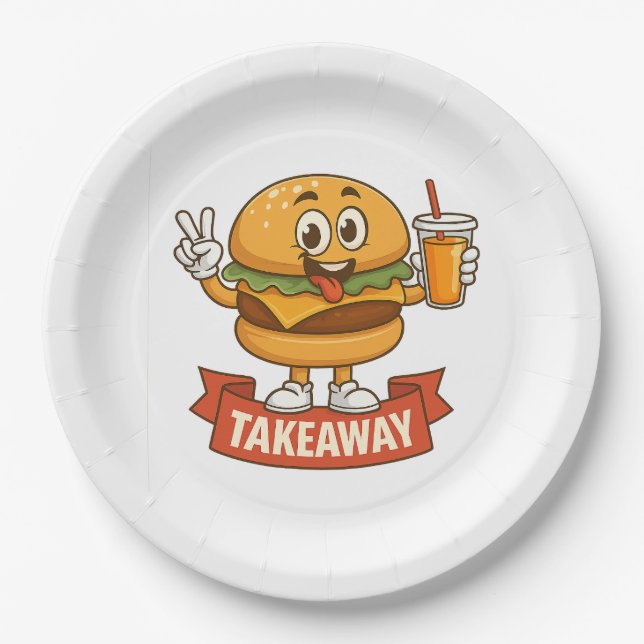 Plato De Papel Guay Burger Buddy con jugo - Cargo de Personalizad (Anverso)