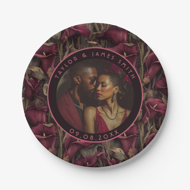 Plato De Papel Guay Calle Lilies Plates For Bridal Shower Fiesta (Anverso)